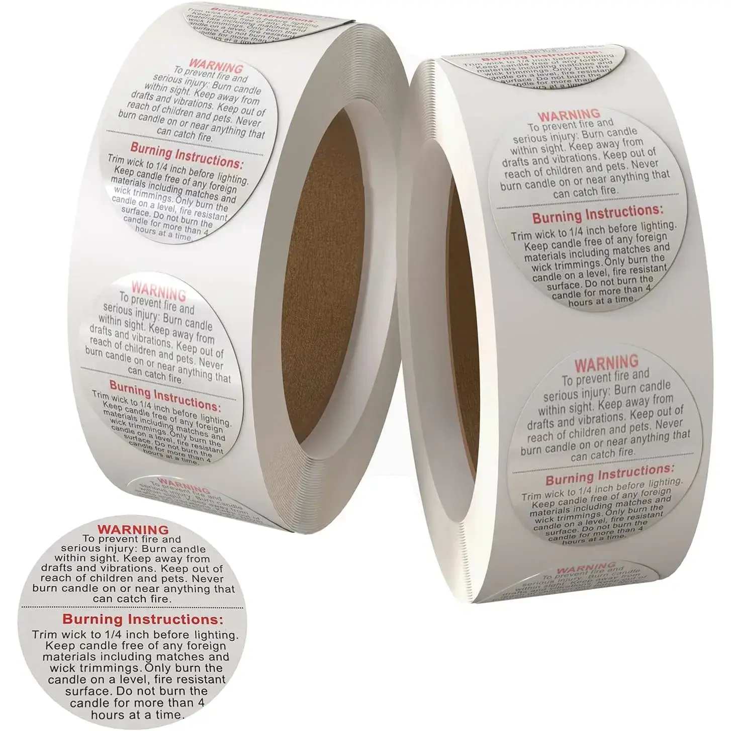 1000 PCS Candle Warning Labels Candle Safety Sticker 1.5 Inch for DIY Candle Jars