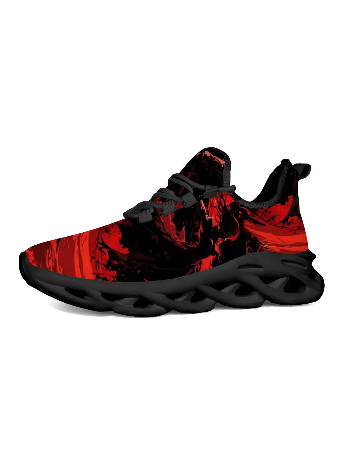 Exclusive Men's High-Top Sneakers with Flame Pattern, Unique Graffiti Style Design, Comfortable Sole, Trendy Sporty Look for Young Athletes