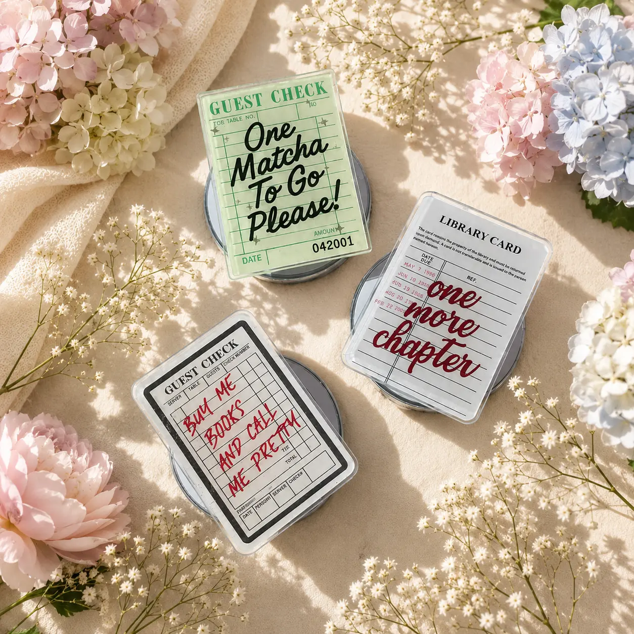 Library Card Magnetic Phone Grip Bookish Reader Phone Holder Matcha Collection