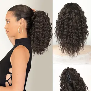 Claw Ponytail Extension, 12" Short Claw Ponytail Extension Easy to Wear Wavy Curly Jaw Clip in Pony tails Hairpiece Natural Synthetic Hairpiece for Women Daily Use