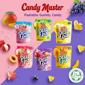 Candy Master Peel & Pop Peelable Gummy - 6 Fruity Flavors (Banana, Lychee, Grape, Peach, Mango, Pineapple) - Juicy & Chewy | Halal Certified | Idea for Kids & Snack Lovers
