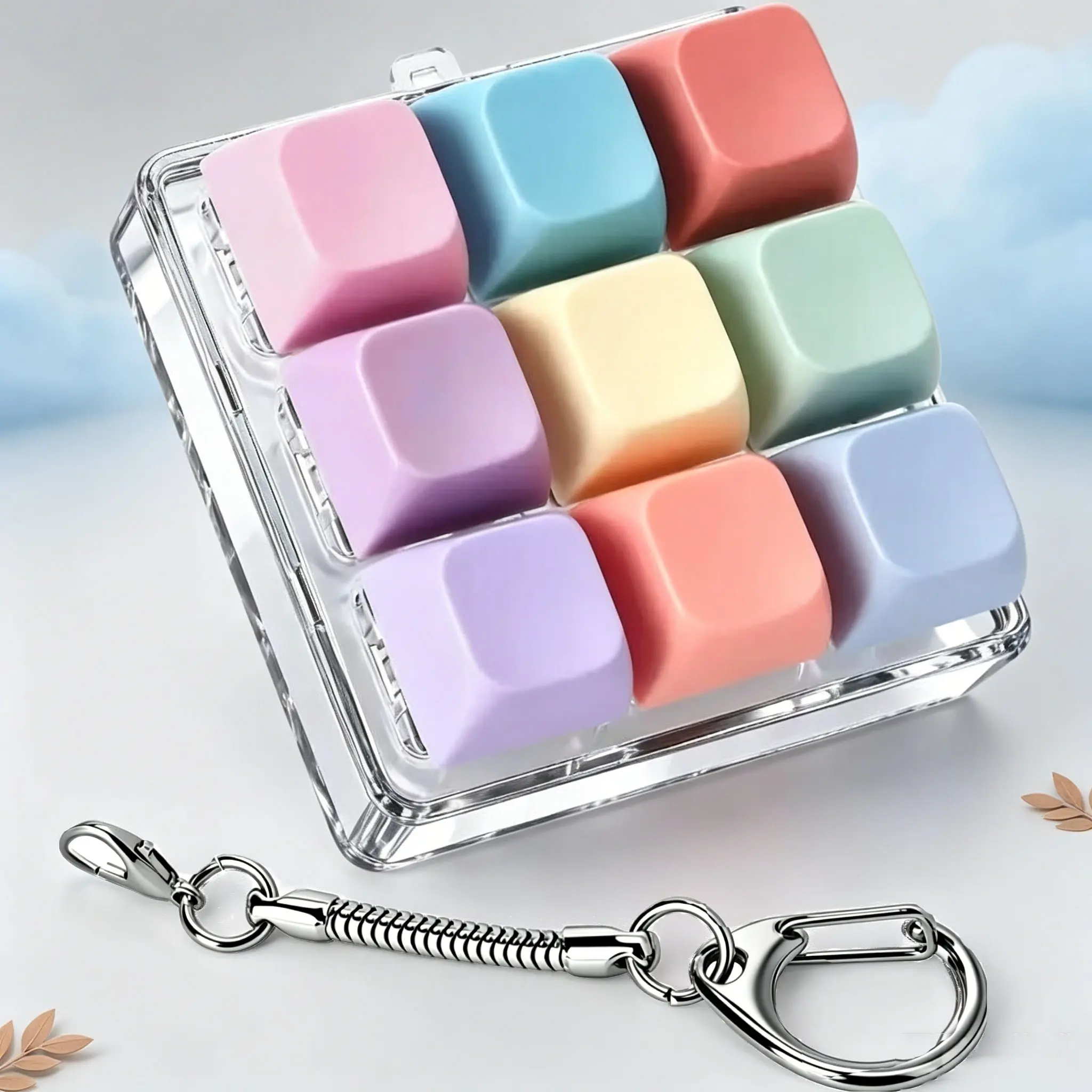 Keyboard Fidget Toy,Colorful Fidget Clicker Keyboard Fidget Keychain, Button Fidget Gifts for Adults to Relieve Stress and Pass Time