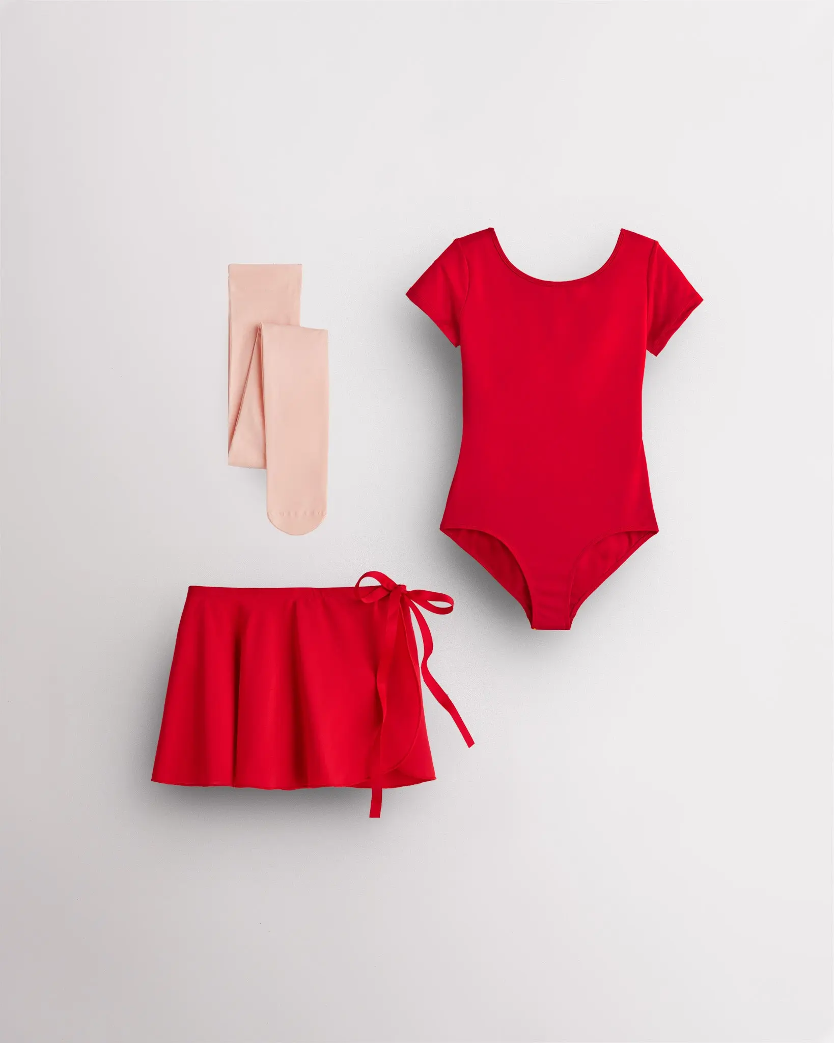 Girls' Ballet Starter Kit, 3-Piece Leotard Set with Chiffon Tie Skirt & Tights, Soft Cotton Blend, Stretchy Breathable Dance Clothes, Female, Softness, Dancing, Classical Dance, Footed Tights