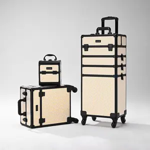 Byootique Art Deco 3-Piece Makeup Train Cases Cosmetic Organizer Kit