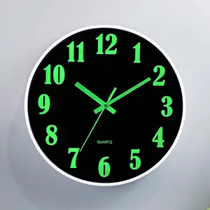 Modern Night Light Wall Clock, Lighted Wall Clock, 1 Count Battery Operated Glow in The Dark Silent Clock, Wall Clock for Living Room Kitchen Bedroom Decor Home Decor
