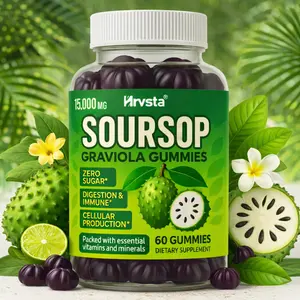 Max-Strength Soursop Graviola Gummies made with soursop leaf extract, plus sea moss and turmeric to support cell repair, immunity, liver health, and antioxidant protection. Sugar-free, gluten-free, vegan formula — 60 soursop gummies per bottle.