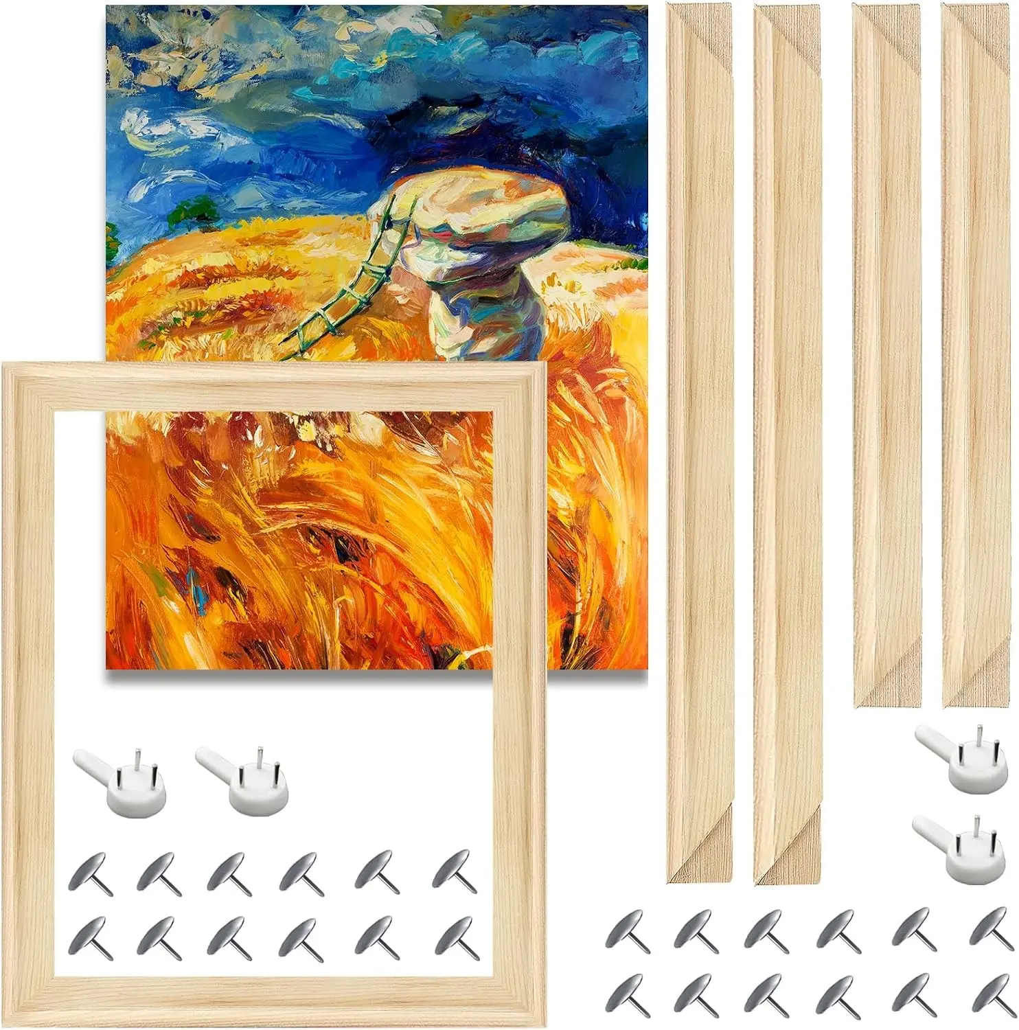 2 Pack DIY Canvas Stretcher Bars 16x20 Inch Canvas Frame, Sturdy Stretcher Frames for Oil Paintings, Prints, Paint by Numbers & Posters