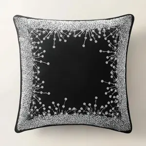 Z Gallerie Grace Holiday Pillow, 20" Black Embroidered Accent Cushion - Beaded, Shimmering Soft Furnishings Pillow, Beaded Cushion
