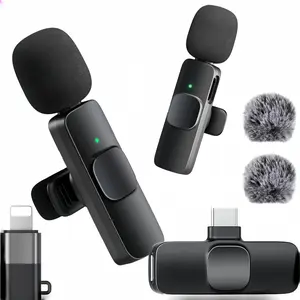 Wireless Mini Microphone for Phone 14 Below-Black Wireless Mini Microphone for iPhone, Android Phone - Lavalier Lapel Mic for Audio Video Recording - Clip on Content Creator Microphones for YouTube Tiktok Podcast Vlogging