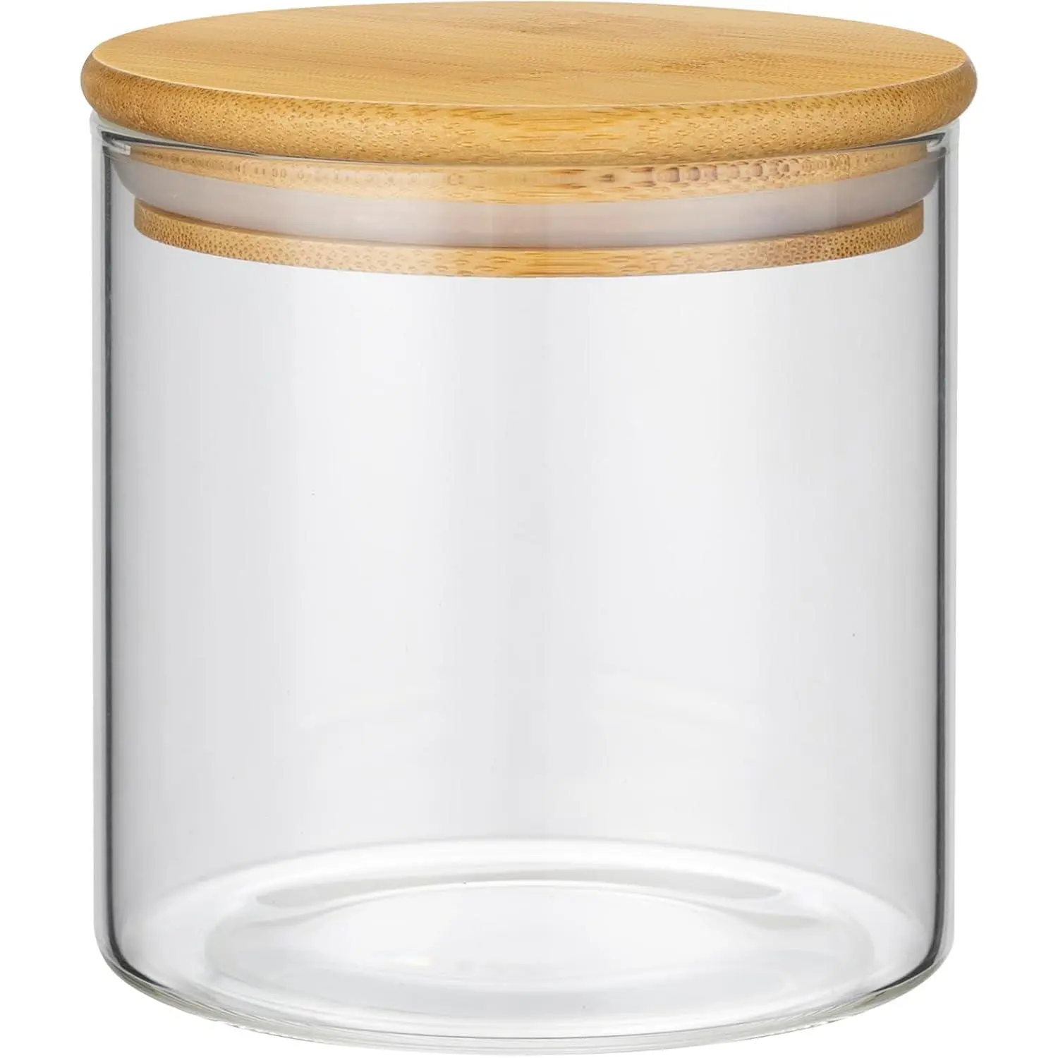 1 count Small Glass Storage Jars with Airtight Lids, 18 fl oz (550ml) Cute Clear Glass Storage container with bamboo Lid, Glass Pantry Canister for Beans, Rice, Sugar, Cookie Coffee and etc