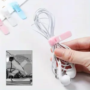 Phone Cable Organizer, 10pcs Earphone Clip, Charger Cord Management, 3 Hole Line Storage Holder Clips, Data Line Bobbin Winder Straps