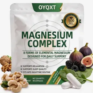 OYQXT Nighttime Magnesium Complex 500mg Dietary Supplement Capsules - 8 Forms Blend for Relaxation, Better Sleep, Muscle Support with Oregano