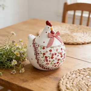 Adorable Chicken Ceramic Storage Jar, Perfect for Cookies & Snacks, Instant Farmhouse Vibes, Kitchen Decor, Cute Design