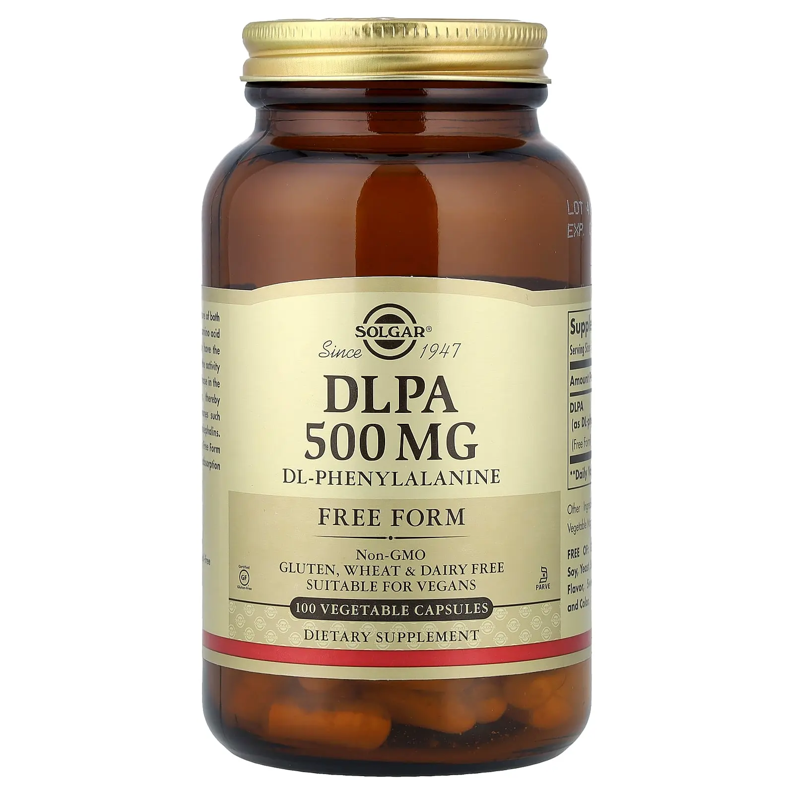 Solgar DLPA, 500 mg, 100 Vegetable Capsules