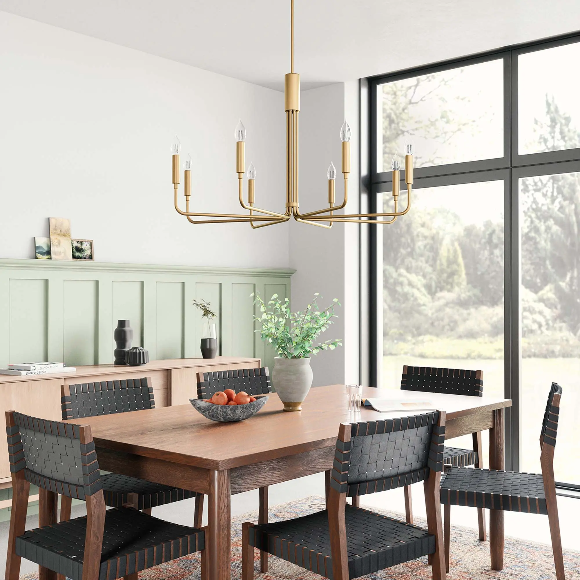 Modway Rekindle 8-Light Chandelier in Satin Brass Modway Rekindle 8-Light Chandelier in Satin Brass