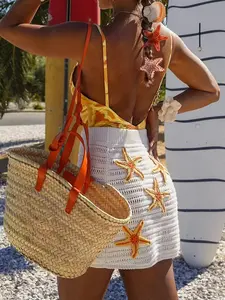 Crochet Starfish Embellished Sweater Skirt