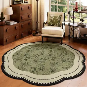 French Luxury Vintage Living Room Rug, High-End Floral Irregular Bedroom Bedside Carpet, Cozy Plush Foot Feel, Multi-Scene Home Decor
