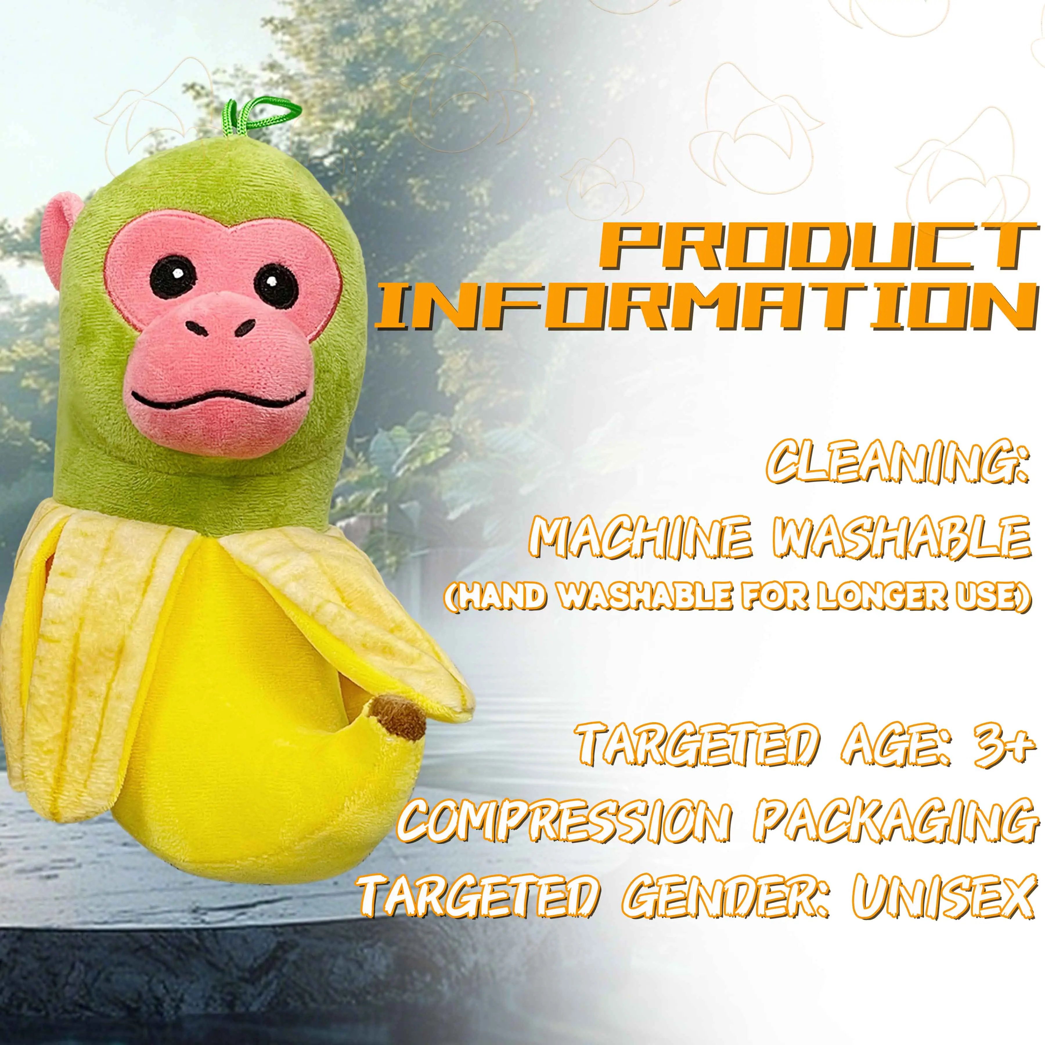 1PCS Monkey King Tungtung Sahur has emojied eyes, sweet children's birthday gifts, Christmas, Halloween, Easter, plush decoration, children's room decoration, playful design, holiday decoration, soft stuffing, comfortable plush animals for kids