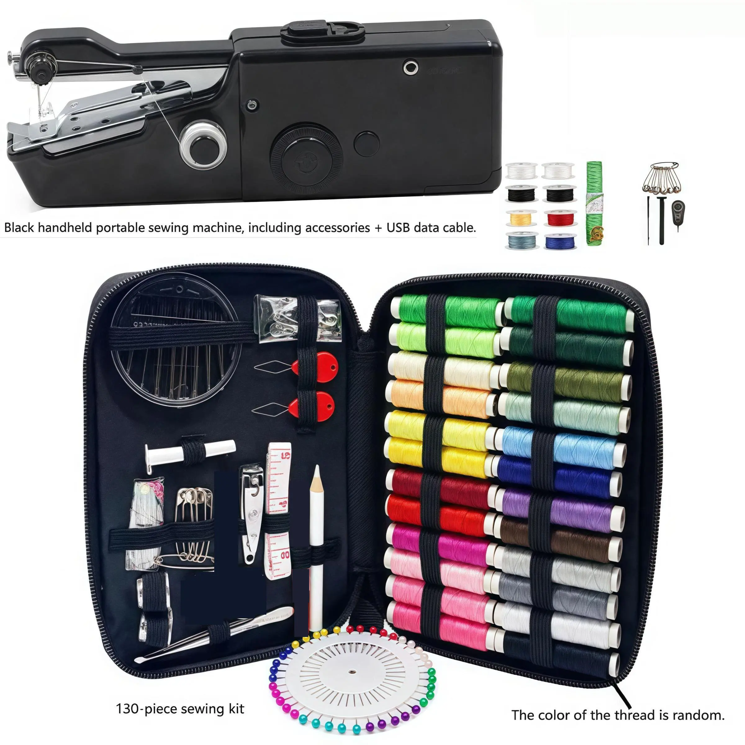 Portable Electric Sewing Machine with Storage Bag, Mini Handheld Sewing Machine, Beginner Sewing Machine, Household DIY Clothing Sewing Machine, Home Sewing Machine, Sewing Supplies, Sewing Machine Kit, Sewing Machine Set, Electronic Sewing Machine