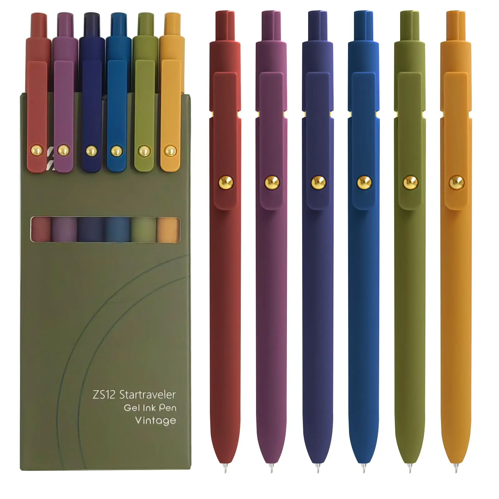 Gel Pens, 6 Pcs 0.5mm Fine Point Smooth Writing Pens Cute Pens, High-End Series Black Ink Pens for Journaling Note Taking, School Office Supplies for