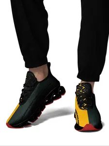 Men's Fashionable Geometric Print Lace Up Low Top Sneakers, Casual Comfortable Breathable Sports Running Shoes, running training shoes, athletic running shoes, Sporty Running Shoes, Road Running Shoes, Male All-match Round Toe Shoes for Daily Wear