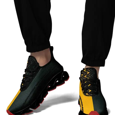 Men's Fashionable Geometric Print Lace Up Low Top Sneakers, Casual Comfortable Breathable Sports Running Shoes, Male All-match Round Toe Shoes for Daily Wear, Running Style Sneakers