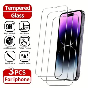 3-Pack HD Tempered Glass Protective Screen Protector, Compatible with iPhone 17 16 15 14 13 12 11 Pro Max, Full Coverage, 9h Hardness, Bubble-Free, Accessories