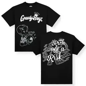 FEEGO [Graphic Tee]Casual Cotton Unisex Short Sleeve T-shirt with "Rich off a Risk" Design - Machine Washable - All Seasons - Classic StyleNovelty Graphic T Shirt funny tshirt Undershirts Tees Casual Streetwear cotton gift tee