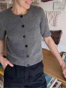 Soft Short Sleeve Knit Button Cardigan, Womenswear Knitwear, Casual Chic Style, Perfect for Commuting and Shopping, Comfortable and Stylish