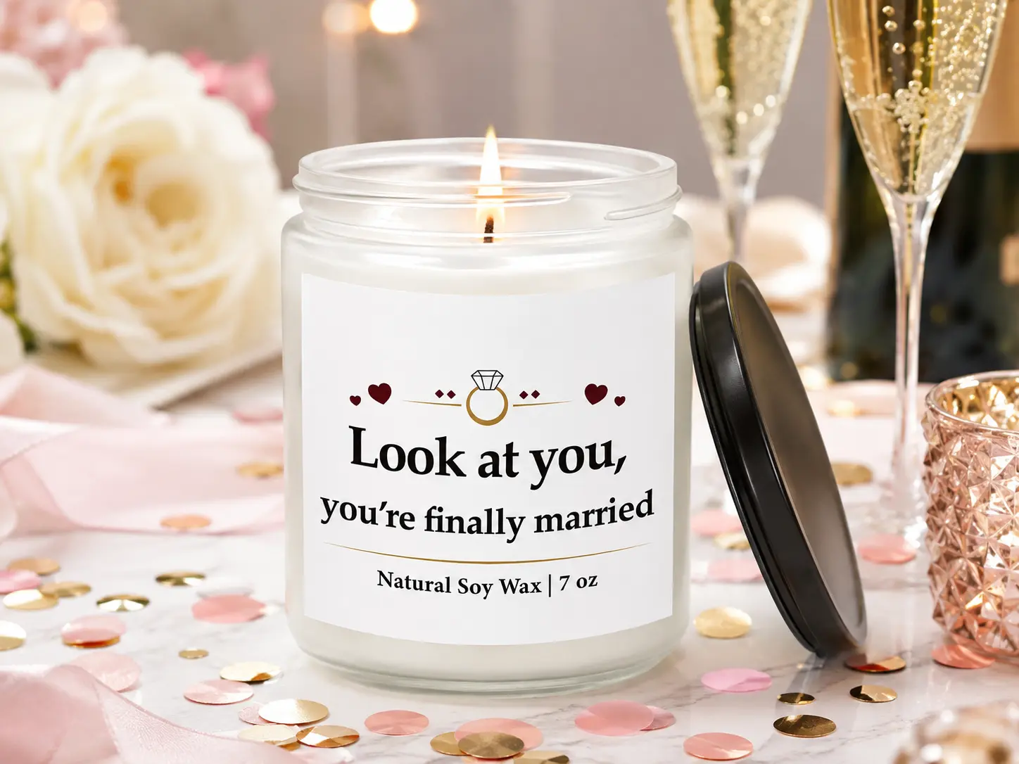 Funny Bride Gift Vanilla Soy Candle, 7 oz Bridal Shower, Wedding & Engagement Gift for Bride-to-Be and Newlyweds