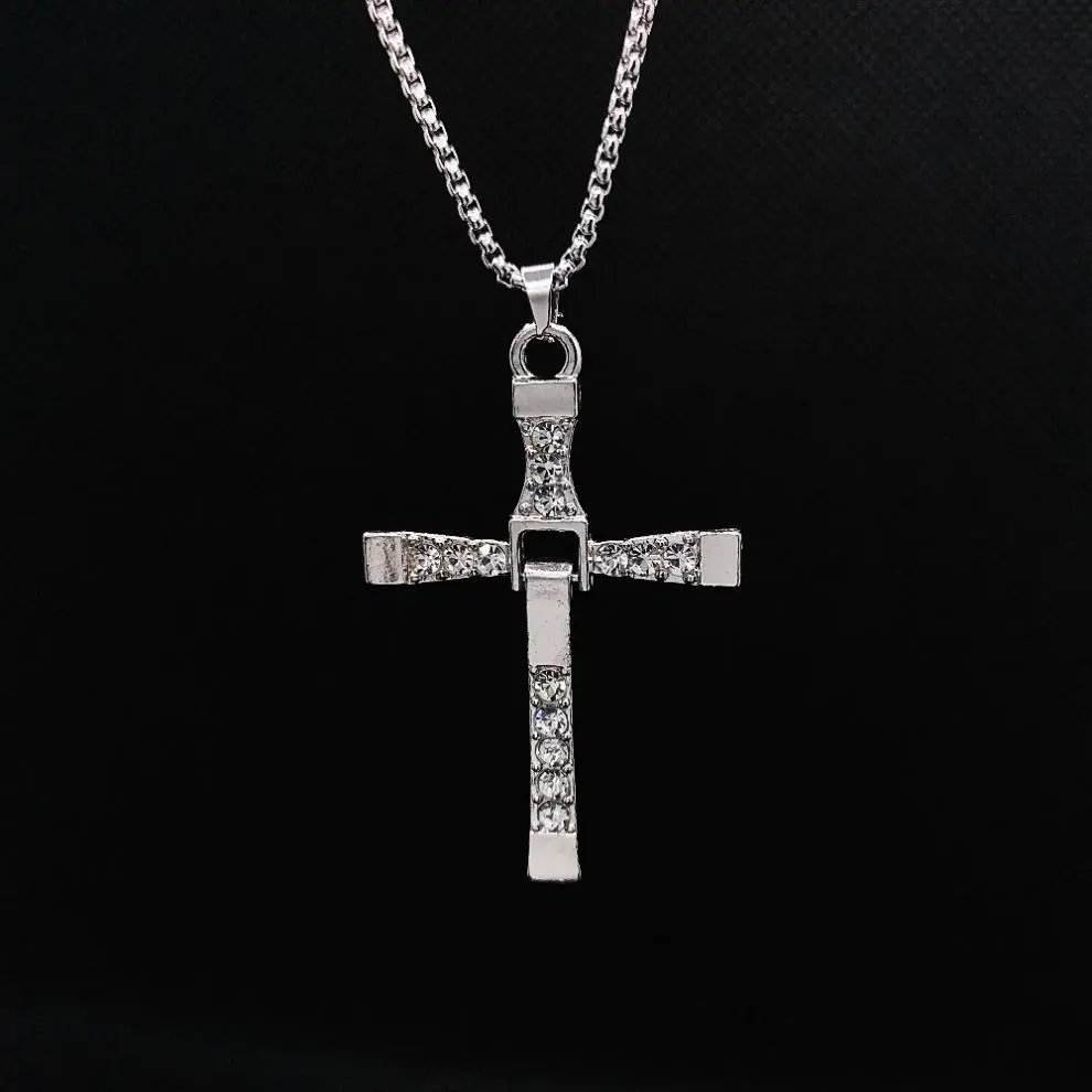 Father's Day Gift Dominic Toretto's Gold Cross Alloy Necklace ORSilver Cross Alloy Necklace from Fast and FuriousFAMlLY Cross Chain Vin Diesel YOU PICK!