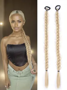 2 Pieces Braided Ponytail Extensions with Hair Ties Soft Natural Synthetic Ponytail Hair Pieces for Women Girls Daily Hairpieces Accessories 24 Inch
