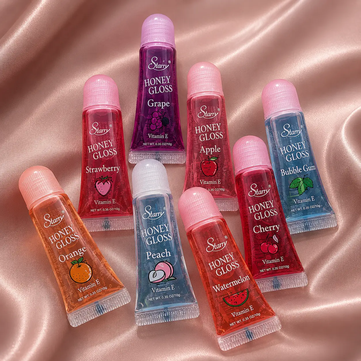 Starry Honey Lip Gloss Moisturizing Sweet Fruit Flavors Enriched with Vitamin E Hydrating Transparent High-Shine Universal Gloss