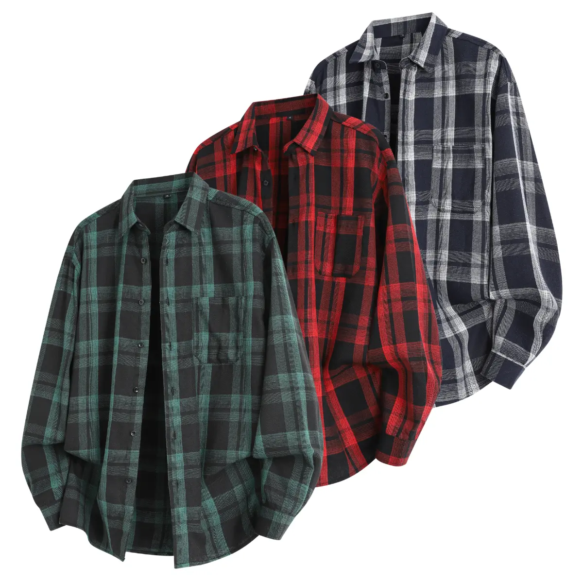 Men's Relaxed-Fit Oversized Long-Sleeve Collared Checked Buttoned Shirt - Breathable Soft Fabric, Adjustable Roll-Up Sleeves, Chest Pocket, Stylish Basic, Effortless Chic, Pairable with Jeans, Comfy Casual Top, Plaid, Men's Clothing, M