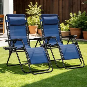 Zero Gravity Chair 2Pcs, 350lb Capacity,SummerVibes, Folding Reclining Chair with Adjustable Pillow and Cup Holder for Garden, Patio, Beach, Black