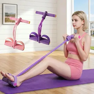 6-Tube Fitness Resistance Bands with Foot Pedals – Portable, Elastic & Easy to Use