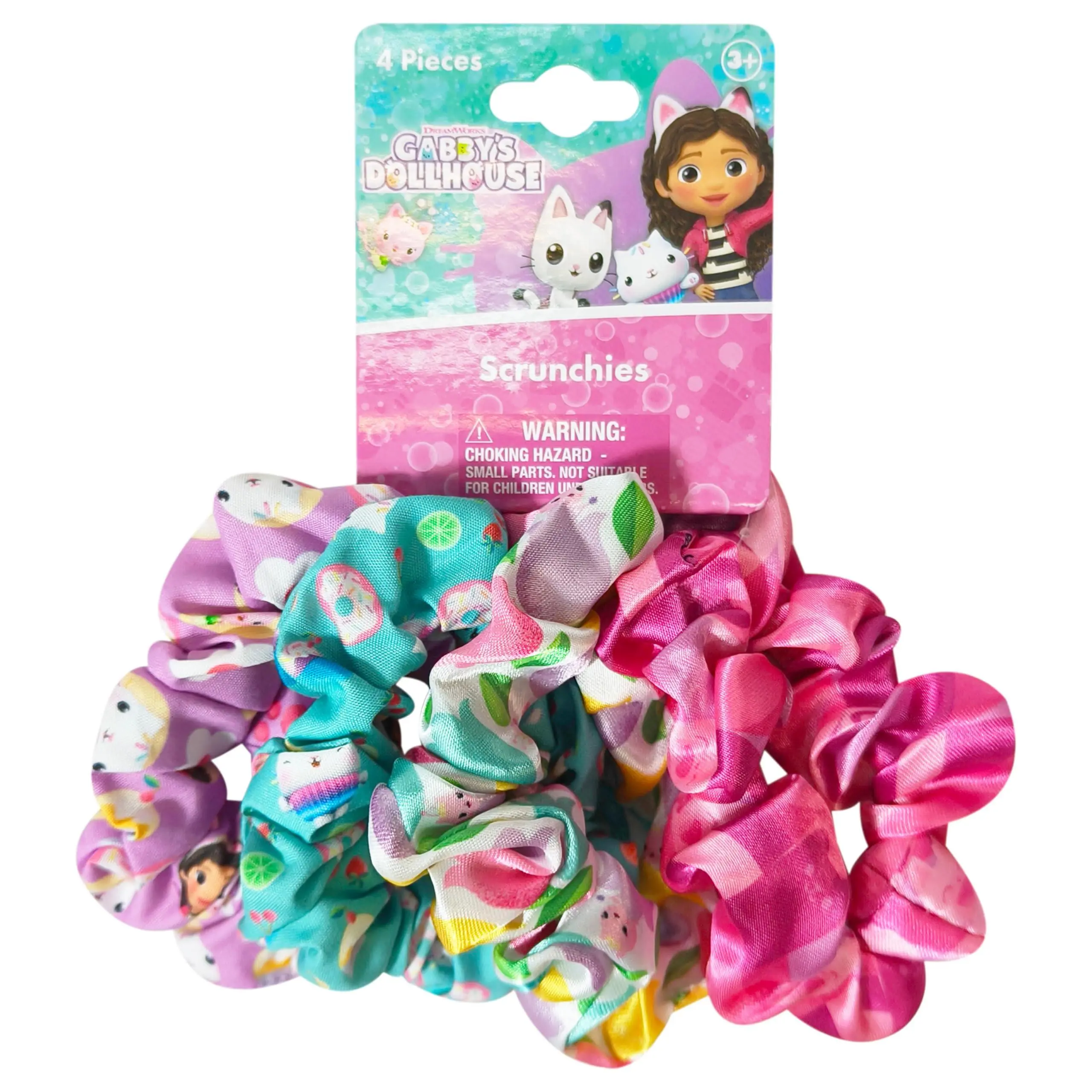 Girls' Cartoon Print Scrunchies - 4-Piece Colorful Set, Durable Updo Hair Accessories for Female Kids' Everyday Wear, Collectible Fast Shipping Hair Goods for Fans