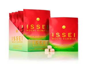 Issei Mochi Gummies Six-Pack – Sour Watermelon | Soft & Chewy | Award Winning | Gelatin-Free, Non-GMO, Gluten-Free, Plant-Based, Dye-Free | Delicious Snack | 2 Oz (6 Pack, Sour Watermelon)
