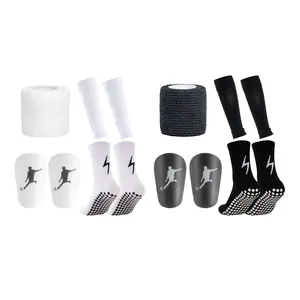 Football Grip Socks Set, 1 Set Football Grip Socks with Shin Guards, Soccer Grip Socks, Athletic Grip Socks, Football Accessories for Men & Women, Ball Sports Equipment