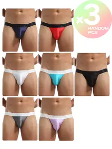 2/3/4 Pcs Random Color Men's Solid Color Triangle Briefs, New Fashion Breathable Comfort Underwear for Daily Home Wear