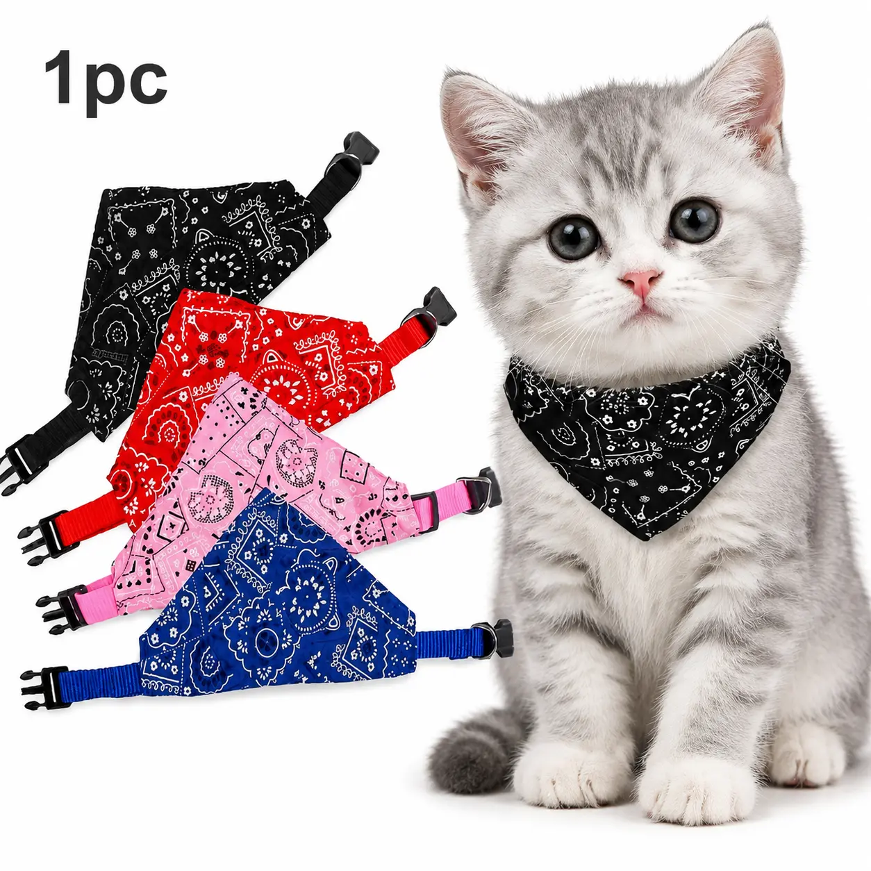 Unisex Soft Fabric Triangle Pet Bandana - Adjustable Small Breeds Accessory for Daily Wear, Teddy Bichon Pomeranian Bib Scarf, Stylish Pet Collar