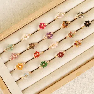 Bloom Crystal Rings | Wire wrapped rings | Floral Beaded ring
