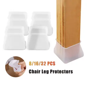 8/16/24PCS Silicone Chair Leg Floor Protectors, Stool Leg Protectors Cap, Non-Slip Chair Leg Caps for Hardwood Floors
