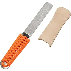 Dual-Grit Diamond Sharpening Stone File Garden Tool Knife Sharpener with Leather Strop Coarse 325 / Extra Fine 1200 Grit for Lawn Mower Blade, Axe, Hatchet, Hedge Shears, Chisels, Drills