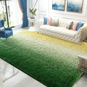 6x9 Feet Luxury Fluffy Kids Gradient Rugs for Living Room Bedroom, Large Shaggy Green and Yellow Area Rug for Girls Boys, Upgrade Plush Non-Slip and Washable Colorful Fuzzy Carpet for Dorm Nursery Decor, 4x6,5x8,6x9 Feet