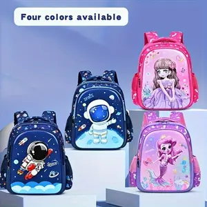 Cartoon Elementary School Students Schoolbag Boy Spaceman New One to Sixth Grade Children Shoulders Backpack Beauty Maiden Mermaid Princess Ultra-Light Large Capacity
