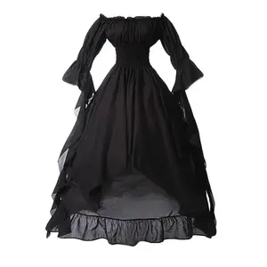 Black Polyester 5XL Women’s Gothic Medieval Victorian Renaissance Dress for Cosplay Party Halloween