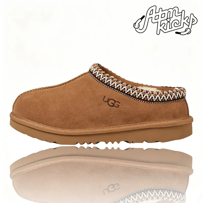 UGG Tasman II Kids' Leather Casual Slipper - Chestnut (1019066K-CHE), 100% Authenticity Guaranteed, Cushioned Warm Walking Footwear, New with Box, Ideal Fashion Trending Gift