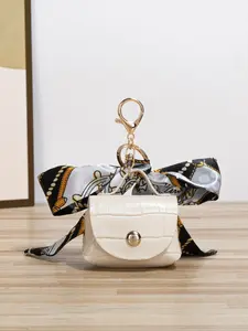 Mini Bag Charm with Earphone Holder, DIY Scarf Pendant, Crocodile Pattern Travel Tassel Decoration, Casual All Seasons Accessory, Keychain Bag Charm