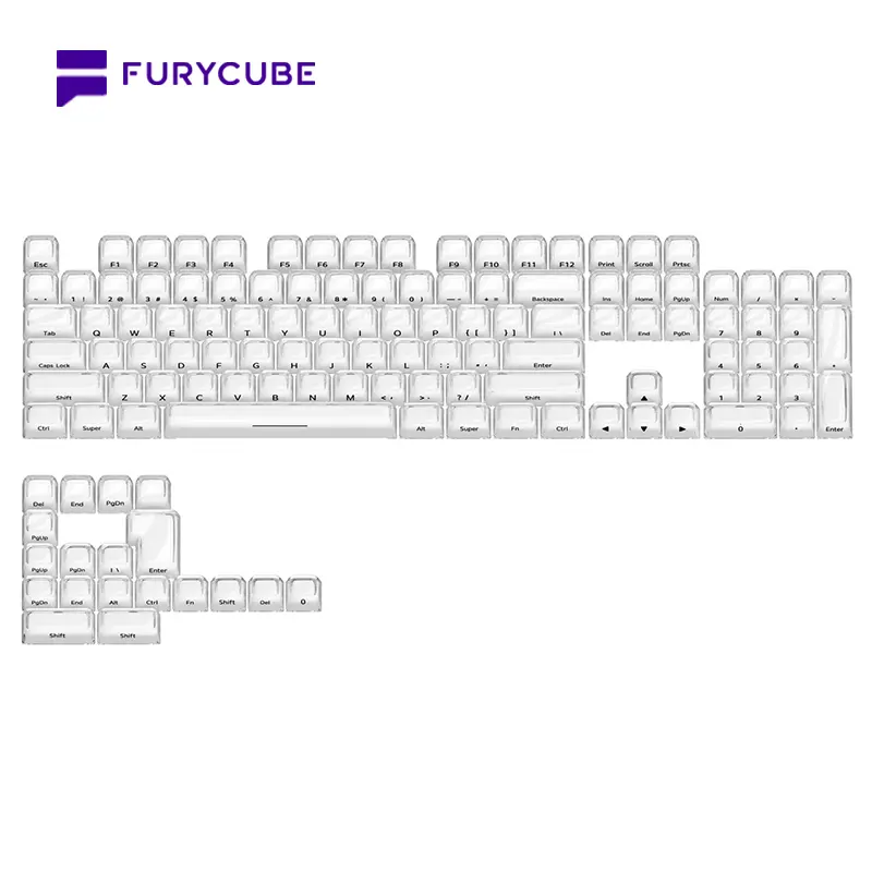 [KEYCAP ONLY] FURYCUBE Transparent Jelly Keycap Set 123 Keys Double-shot Side-printed ASA Height PC Material Mechanical/Magnetic Keyboard Customization Keycap Set, Cute beautiful Keycaps, Gift